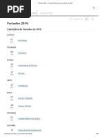 Feriados 2016 - Feriados e Datas Comemorativas de 2016