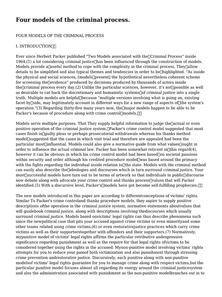 Four Models of Criminal Justice Process | PDF | Confession (Law ...