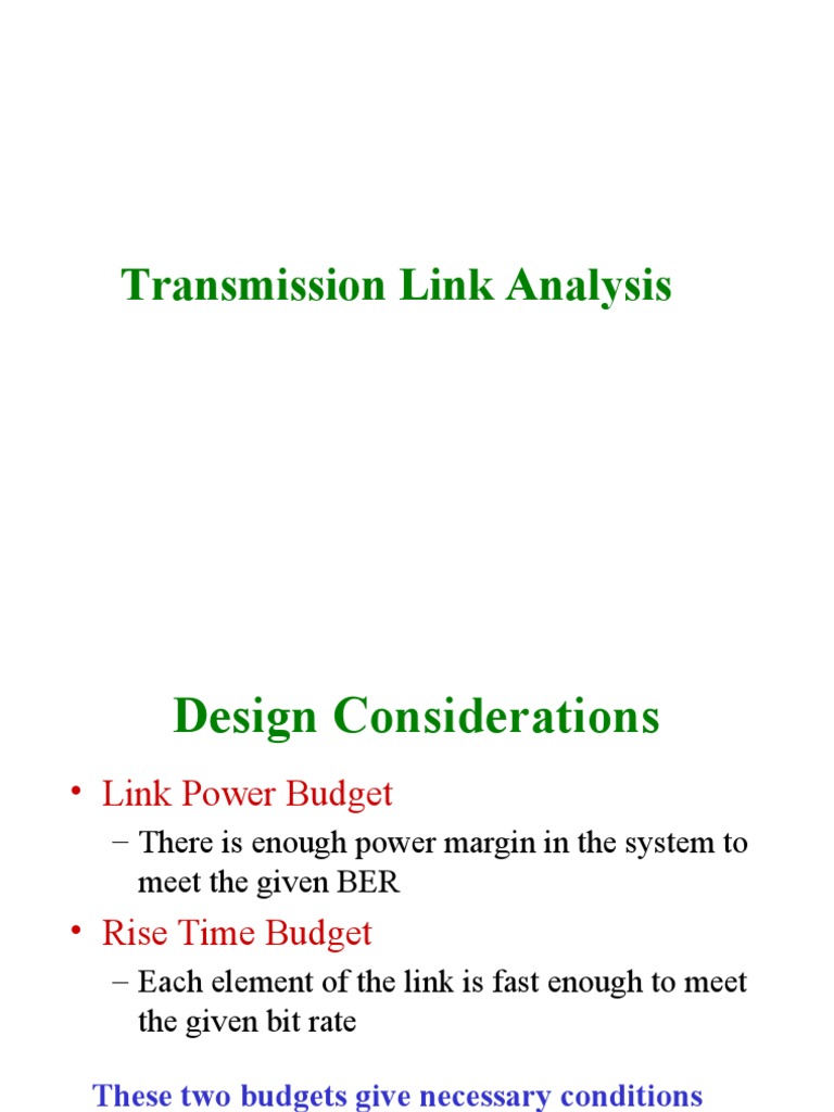 Transmission Link Power Budget Analysis | PDF | Fiber Optic ...