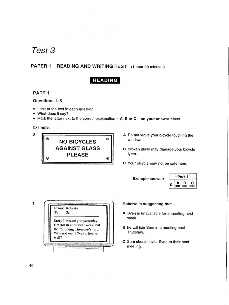 PET Book 3 Reading and Writing 3 | PDF
