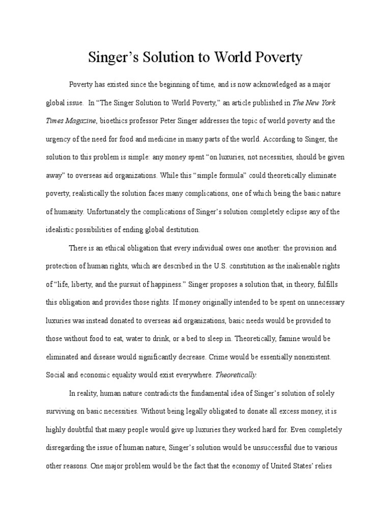 Singer's Solution To World Poverty | PDF | Natural And Legal Rights ...