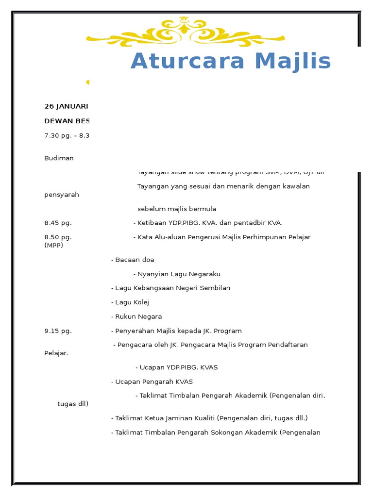 Contoh Aturcara Majlis Pdf