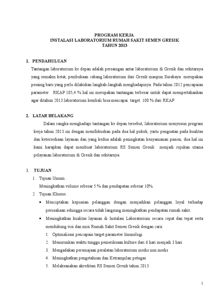 Contoh Program Kerja Marketing Rumah Sakit Download