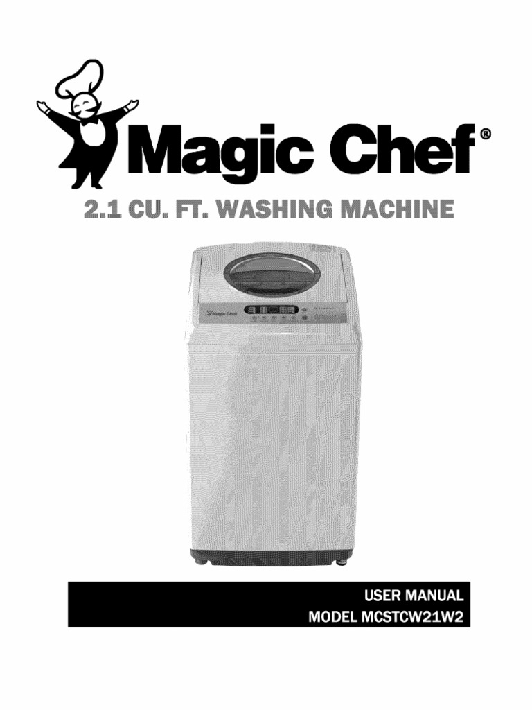 Magic Chef Washer manual Model Mcstcw21w2. | Washing Machine | Ac Power
