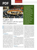 Catch 22: India's Apparent Volte-Face Against Iran in The Global Forum