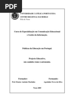 Projecto Educativo,um Caminho rumo à Autonomia