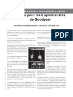 Relaxe pour les 8 syndicalistes de Goodyear. Pour les droits et défense des libertés individuelles et collectives JOURNEE DE MOBILISATION ET DE GREVE, 4 FéVRIER 2016