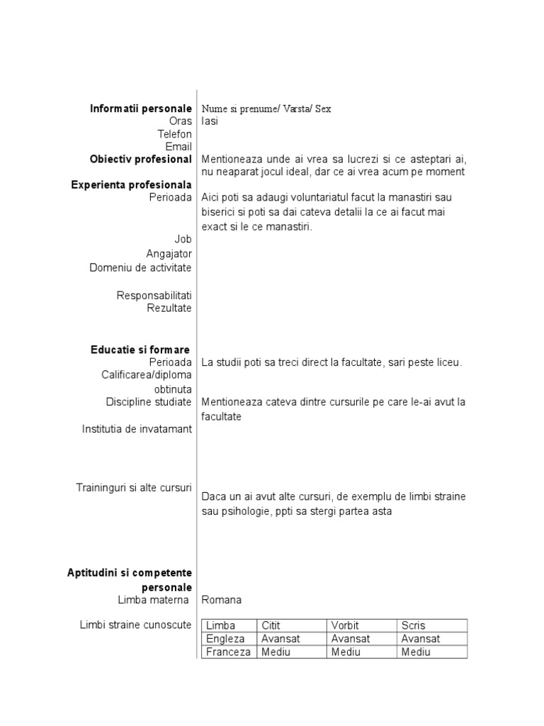 Model de CV | PDF