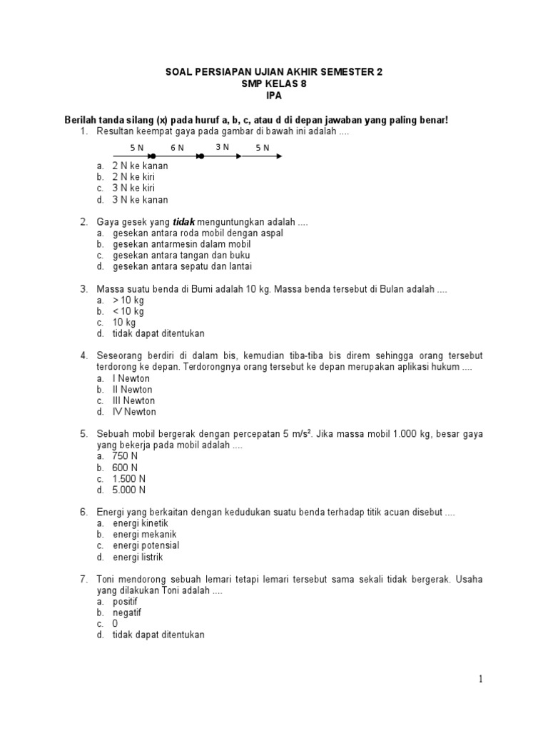 Soal Ulangan Akhir Semester Genap Ipa Kelas 9