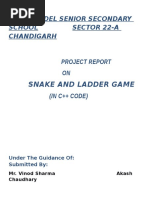 C++ Project On Snake and Ladder Game Cbse Class 12th