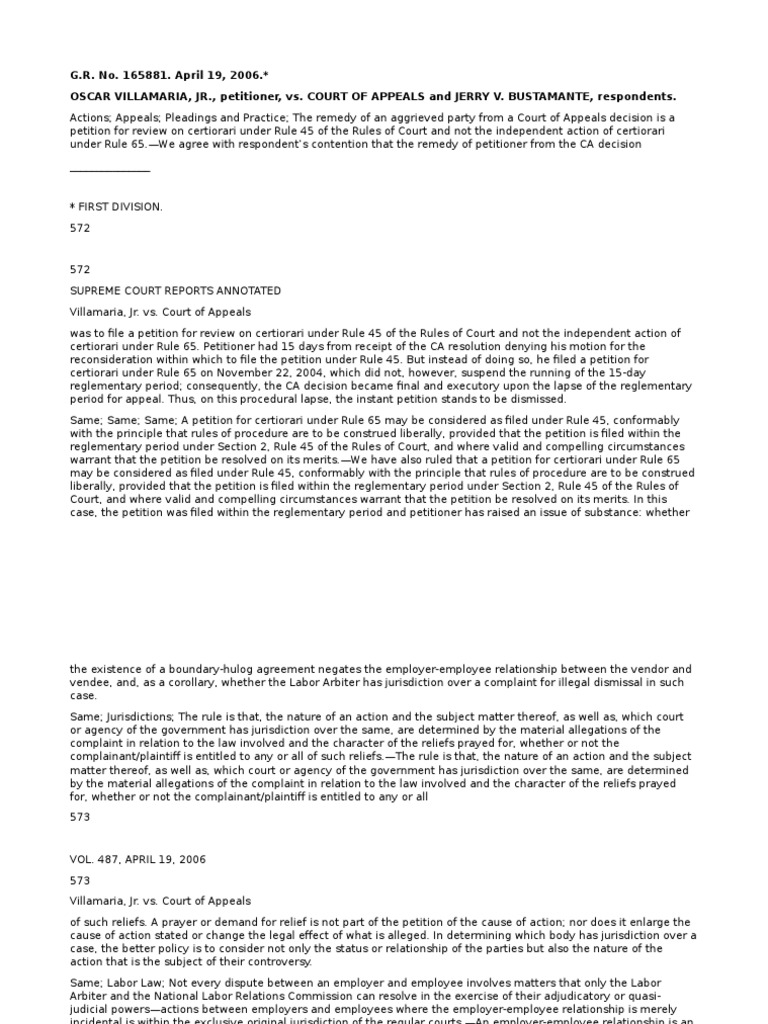 Labor Cases SCRA | PDF | Certiorari | Jurisdiction