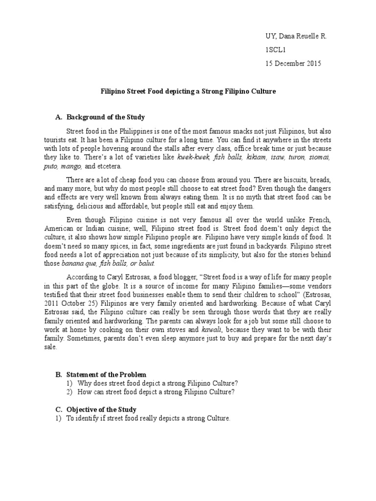 Filipino Street Food Depicting A Strong Filipino Culture | PDF