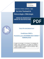 “Boletín Informativo Trimestral”. Condiciones Enso y Pronóstico Para Diciembre-2015 Enero y Febrero-2016