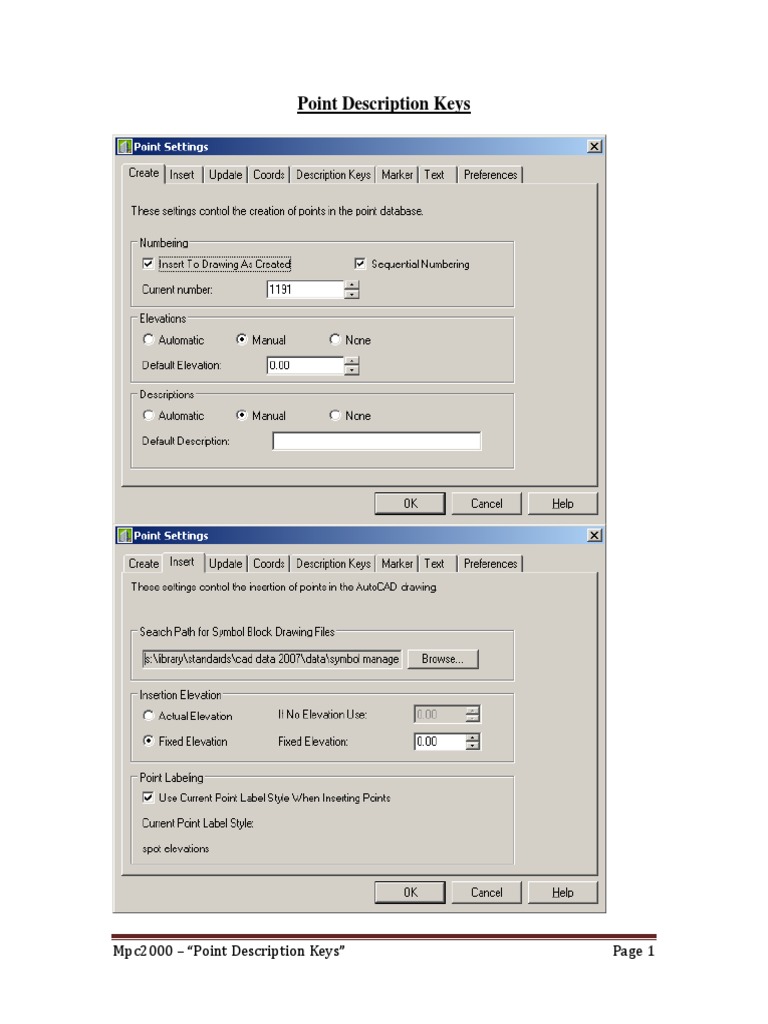 Mpc2000 Point Description Guide | PDF