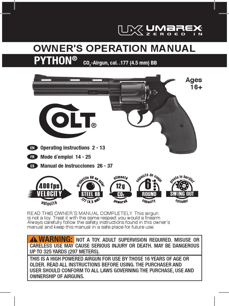 Manual Colt Python CO2 Metal | Gun Barrel | Cartridge (Firearms) | Free