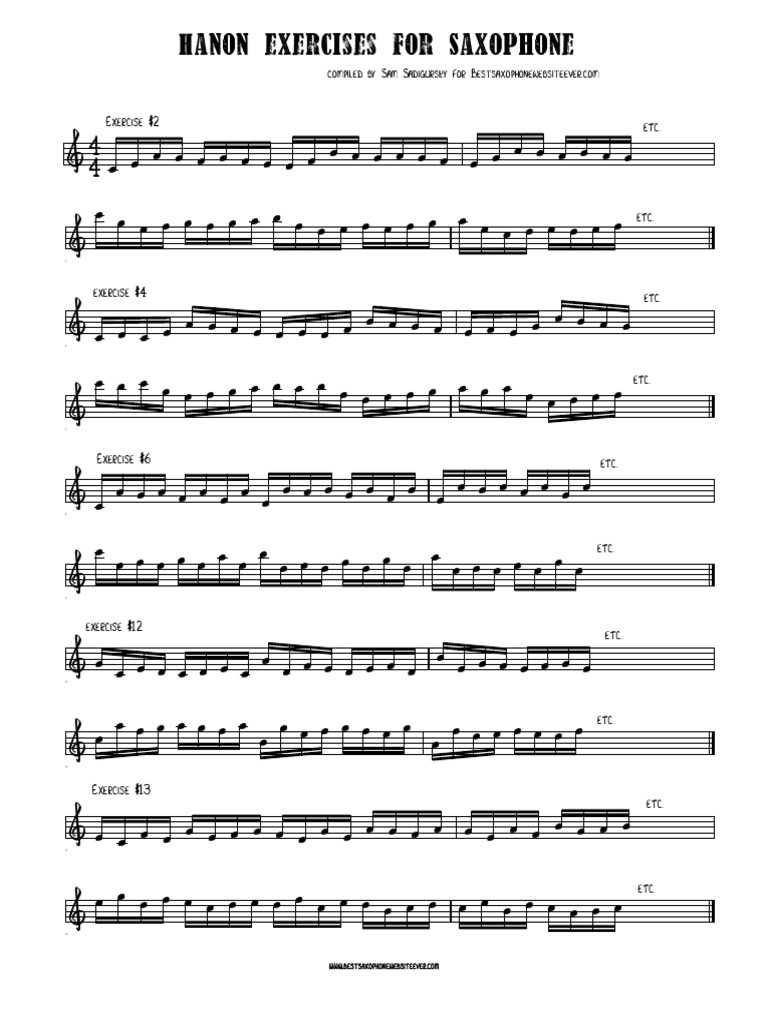 Hanon Exercises for Saxophone