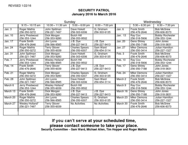 Security Schedule | PDF