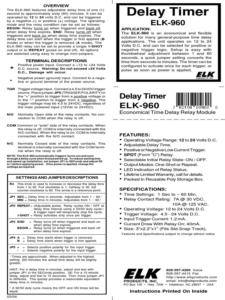 Delay Timer Relay Timer