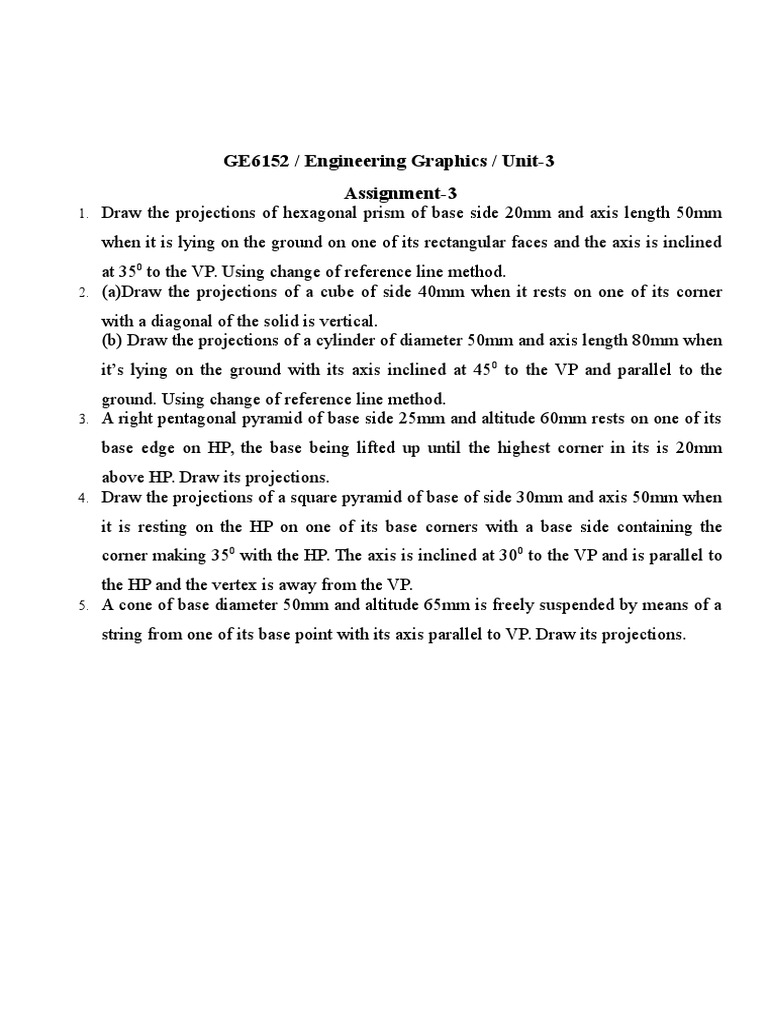 Engineering Graphics Projections Assignment | PDF | Sports & Recreation ...