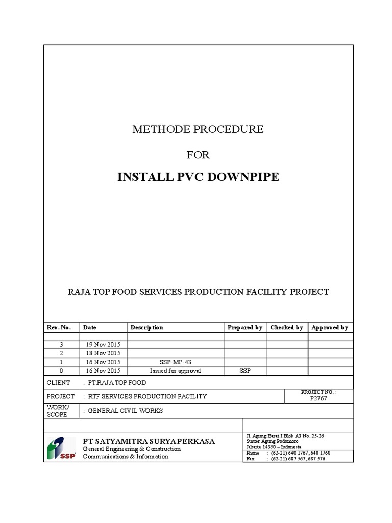 PVC Downpipe Installation Procedure | PDF
