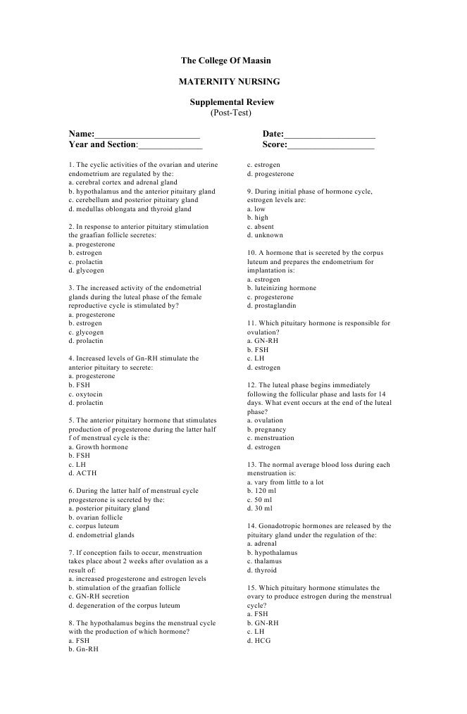 Maternity Nursing PDF Menstrual Cycle Luteinizing Hormone