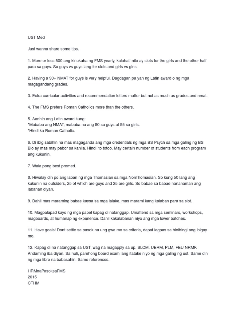 UST Med Tips | PDF