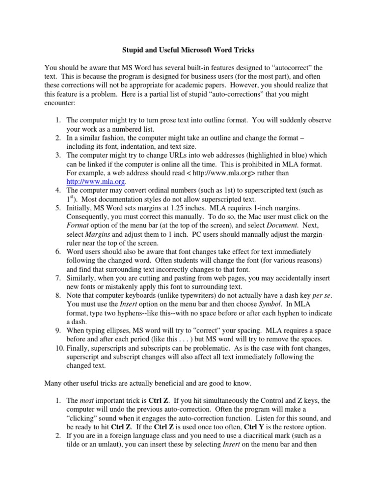 microsoft word tricks pdf