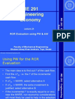 ME 291 Engineering Economy: ROR Evaluation Using PW & AW