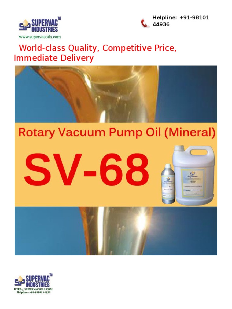 Double Distilled Organic Rotary Vacuum Pump Oil Sv 68 Pdf Vacuum