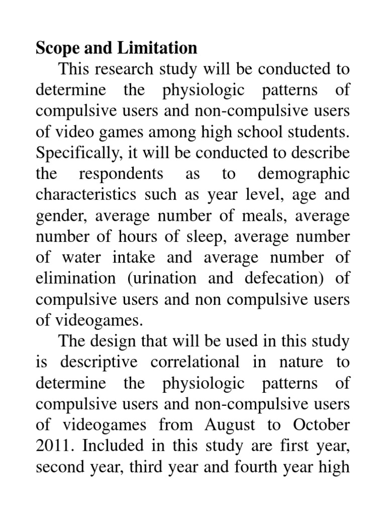 example of scope and limitation of the study in research paper