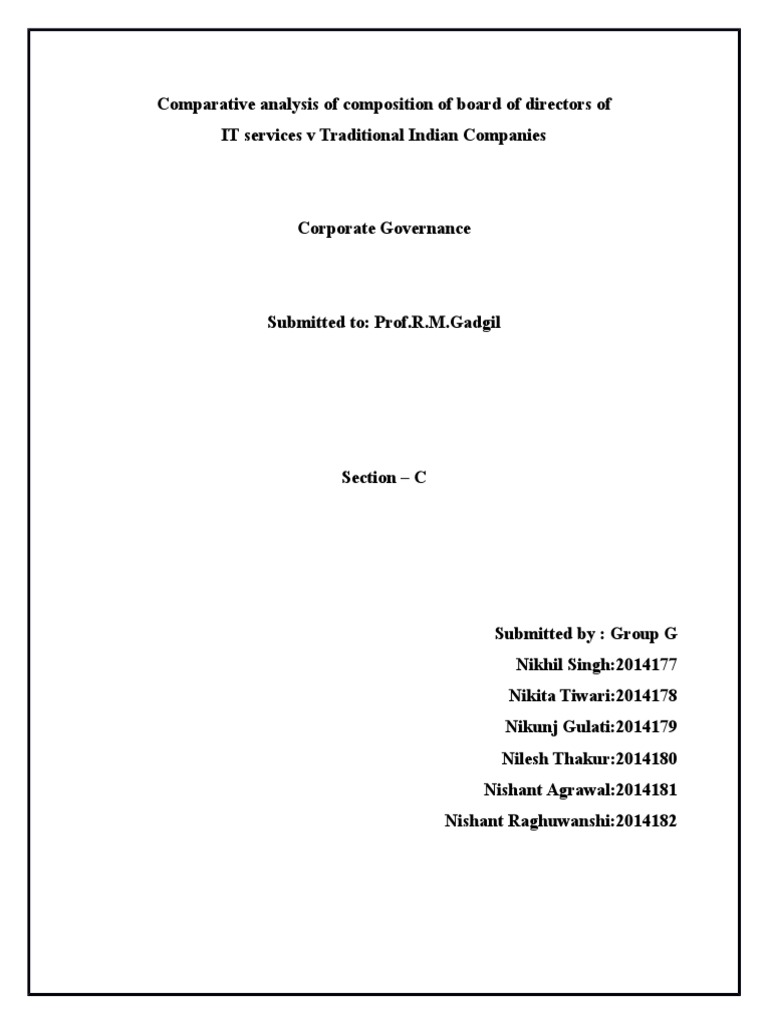 Comparative Analysis of Composition of Board of Directors of | PDF ...