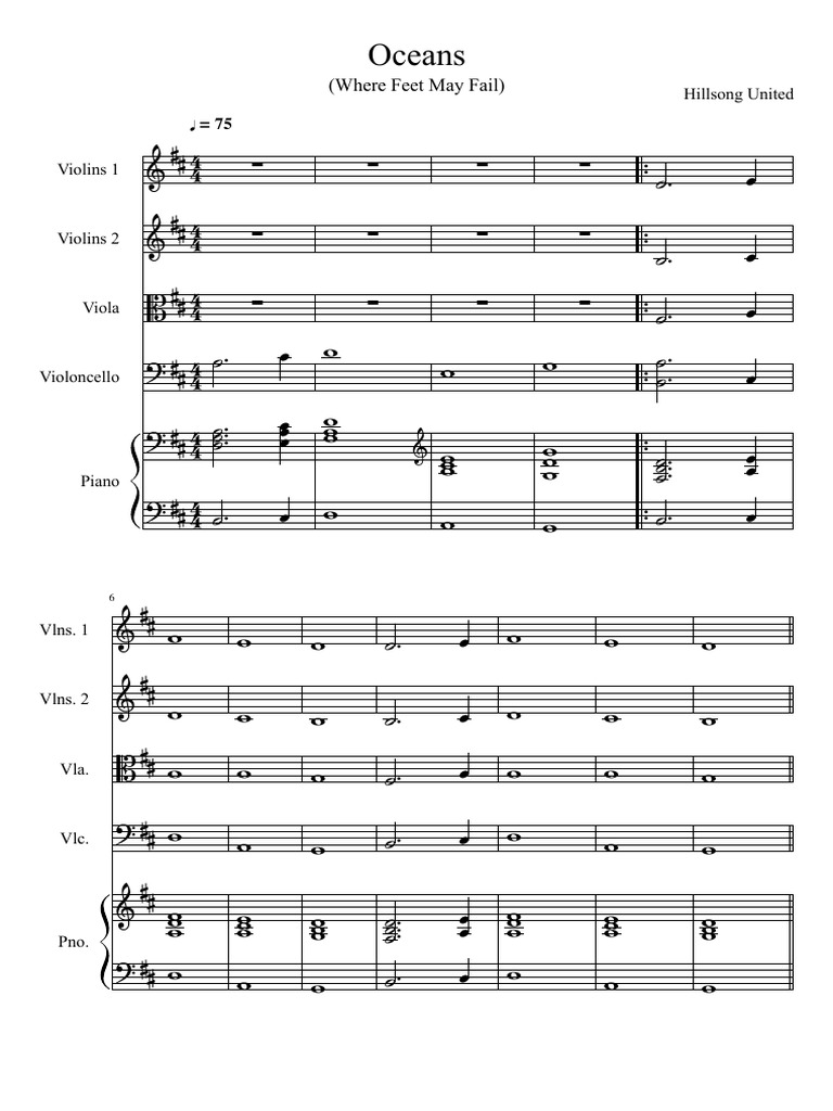 Hillsong United Oceans Sheet Music