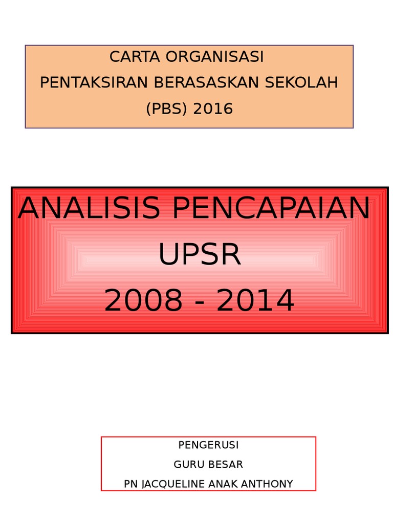 Analisis Pencapaian Upsr 2008 2014 Carta Organisasi Pentaksiran Berasaskan Sekolah Pbs 2016