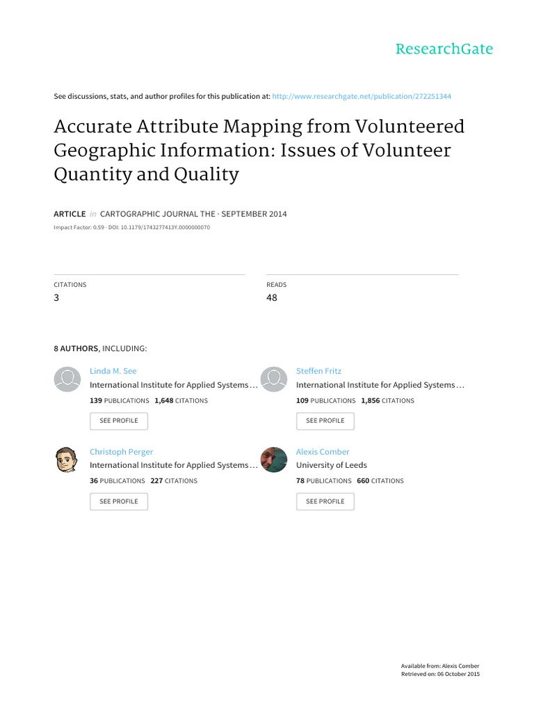 VGI Quality and Quantity in Mapping | PDF | Accuracy And Precision ...