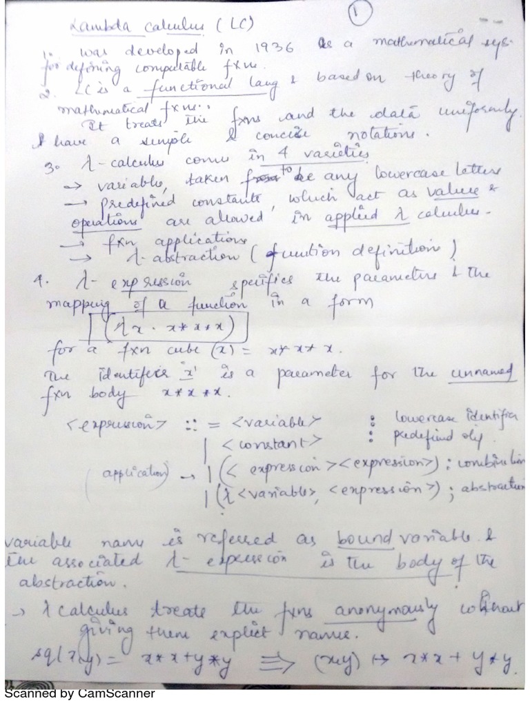 Lambda Calculus Handwritten Notes