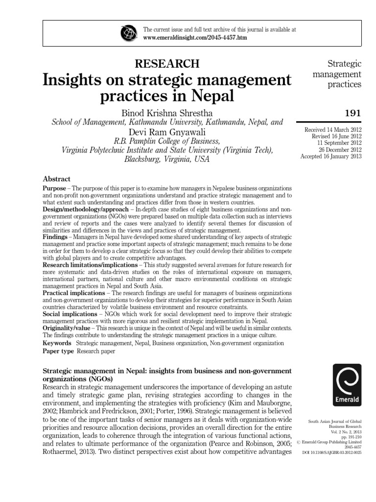 Strategic Management Journal PDF PDF Strategic Management Non