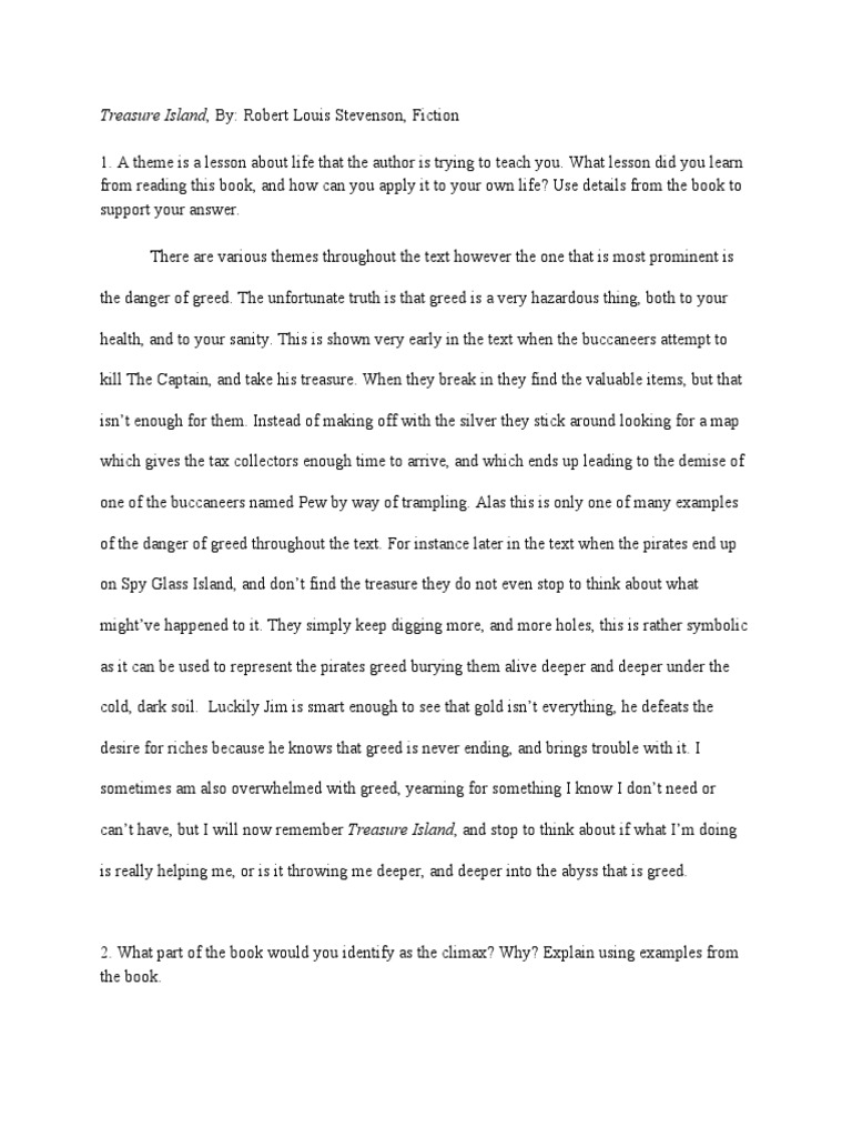 Book report on treasure island image