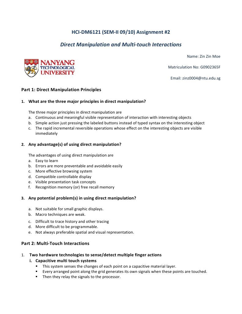 Assignment 2 Hci Pdf Touchscreen Areas Of Computer Science
