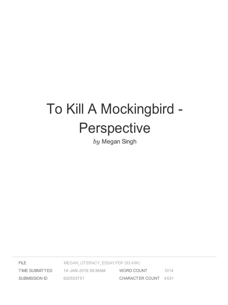 to kill a mockingbird perspective Essays Citation