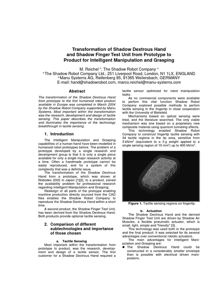 Shadow Dextrous Hand Transformation | PDF | Robotics | Hand
