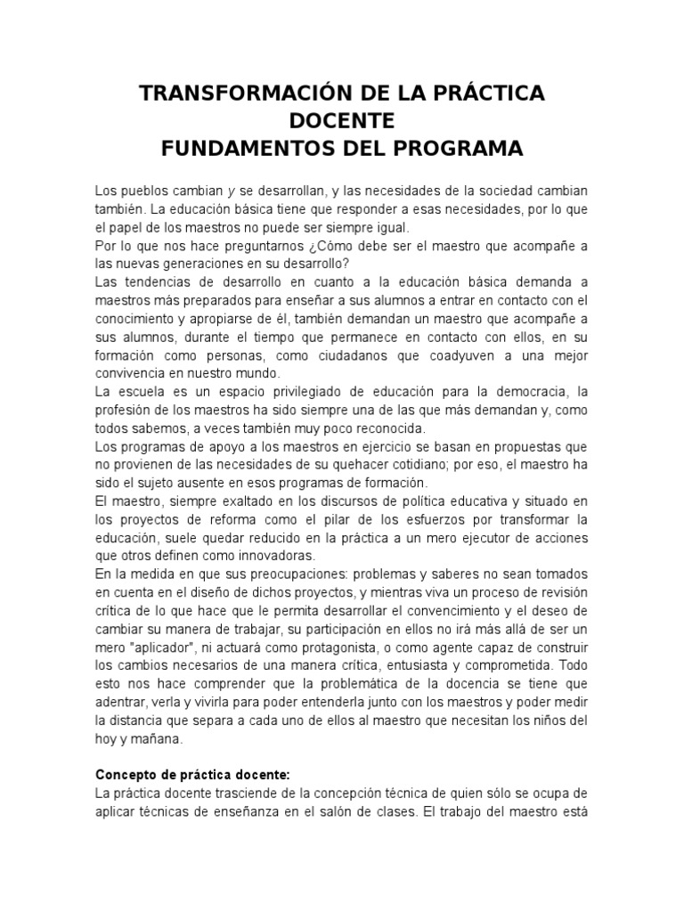 Transformación de La Práctica Docente Knowledge