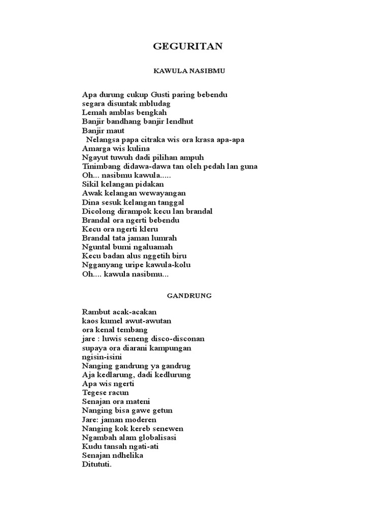 Gawea Siji Wae Teks Geguritan Kanthi Tema Sosial Terkait
