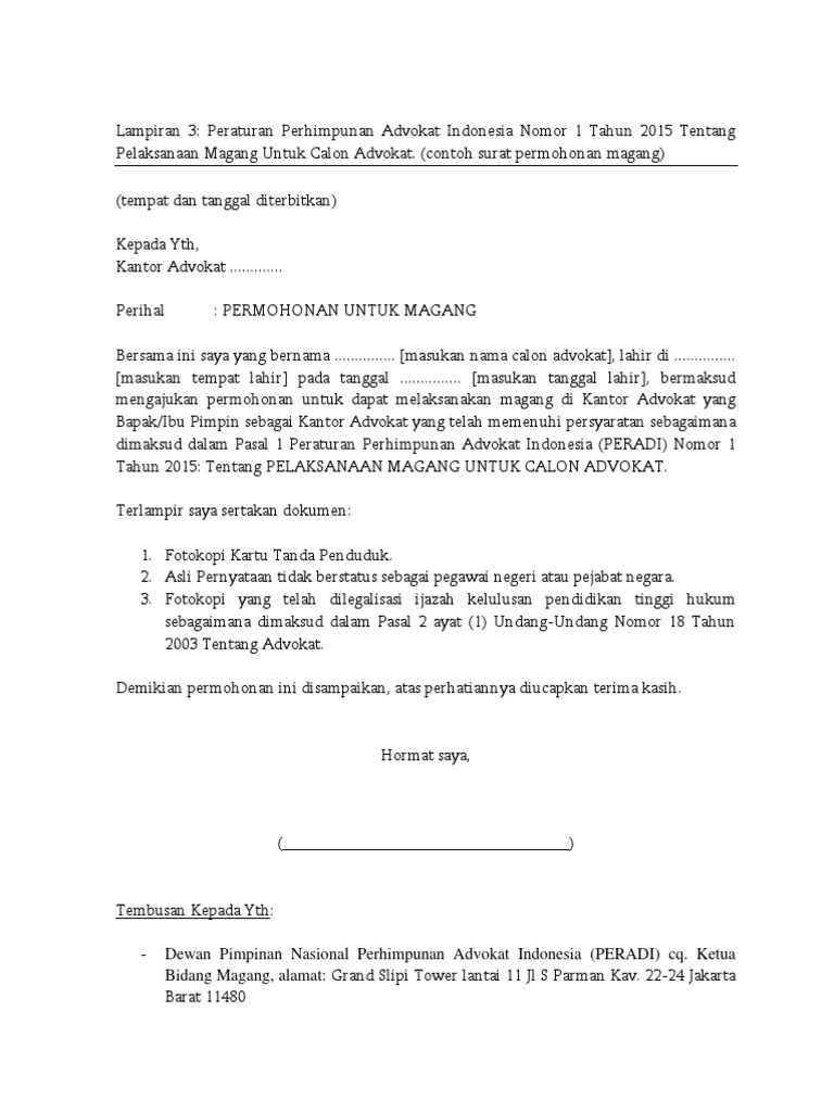 Lampiran 3 Contoh Surat Permohonan Magang