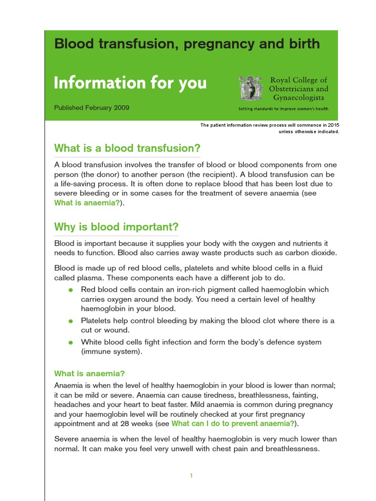 Blood Transfusion Pregnancy And Birth Pdf Blood Transfusion Blood Donation