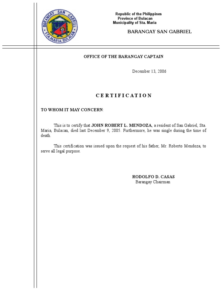 Project Proposal For Barangay Example Tagalog