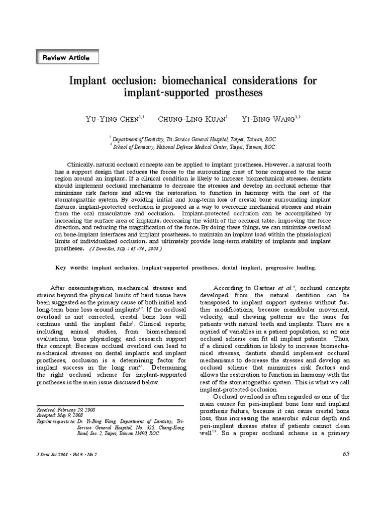 Implant Occlusion | PDF | Dental Implant | Human Tooth