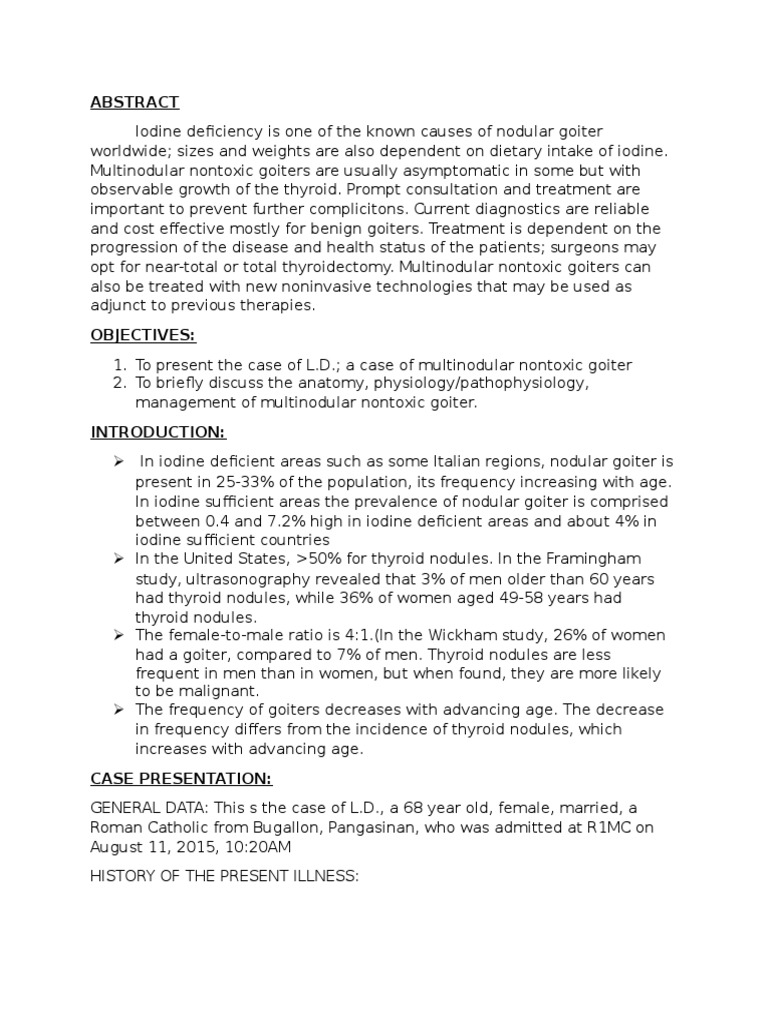 Multinodular Nontoxic Goiter Management | PDF | Thyroid | Glands