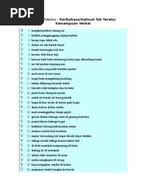 Latihan Psikotes Peribahasa Kalimat Tak Teratur