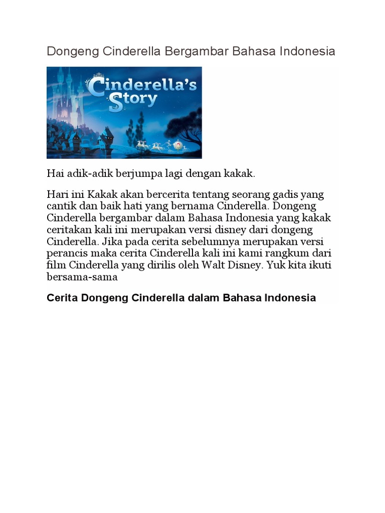 Teks Drama Cinderella Dalam Bahasa Indonesia Terkait Teks