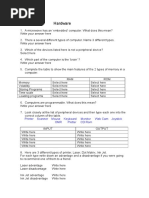 Name Hardware: Printer Scanner Mouse Keyboard Monitor Web Cam Joystick Omr Plotter CD Rom